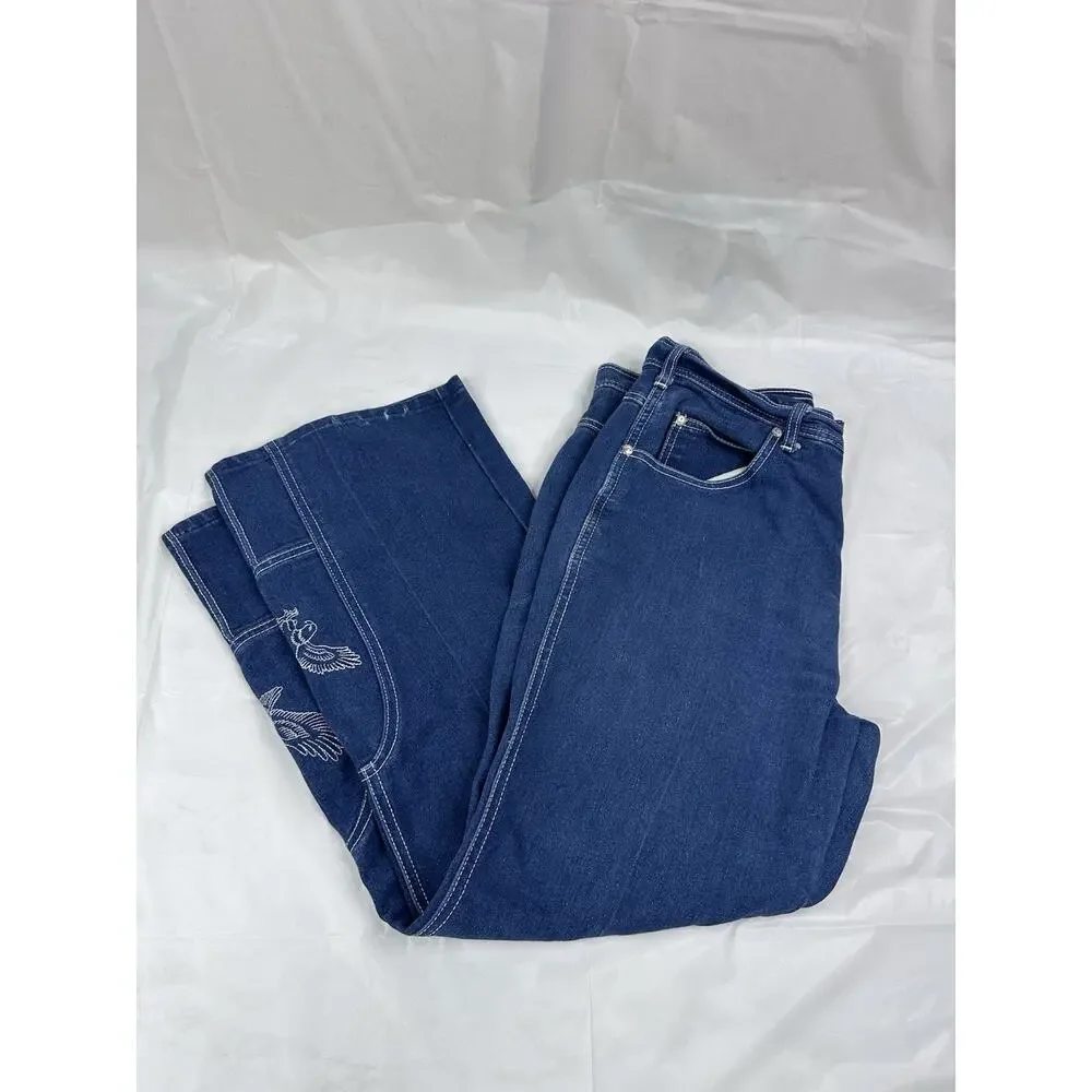 Sheplers Sz 36 Blue Boot Cut Eagle Embroidery Cowboy Ranch Y2K Rodeo Western